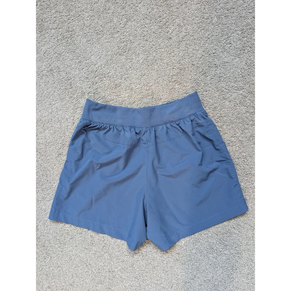 Apana Athletic Shorts Women Size S Blue Lightweight Zipper Pockets Activewear